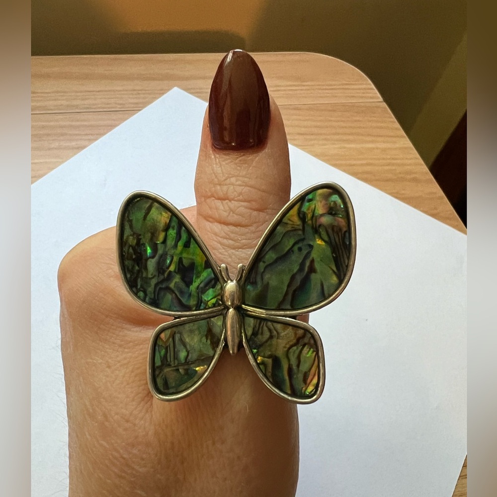 Faux Abalone Butterfly Ring - Picture 7 of 8